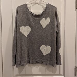Gray Heart Pattern Sweater